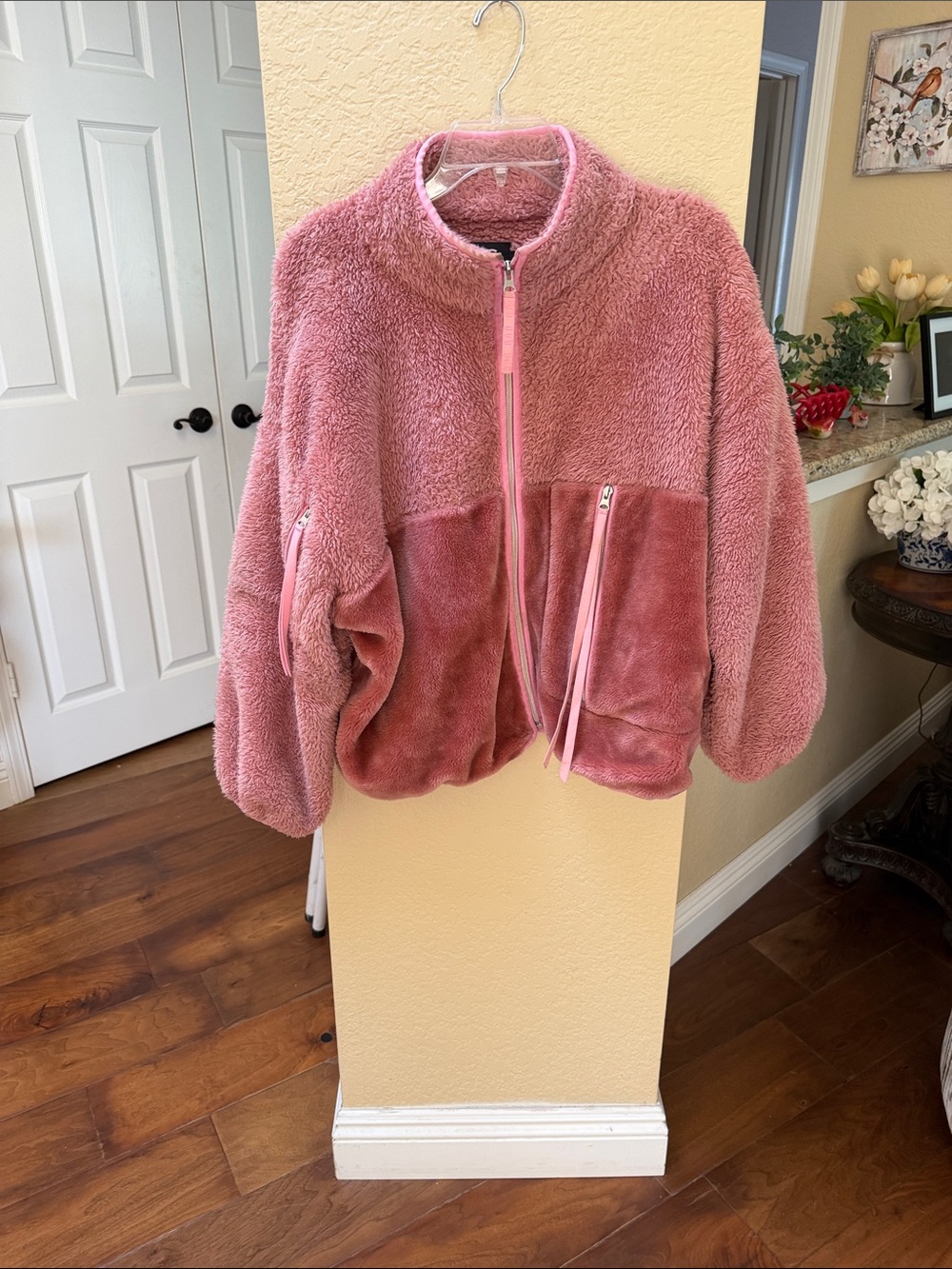 Women's Plush Zip-Up Jacket in Dusty Rose